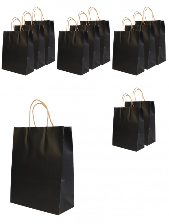 Solid Color Kraft Paper Gift Bags(12Pcs) 8.3"X6.3"X3.2"